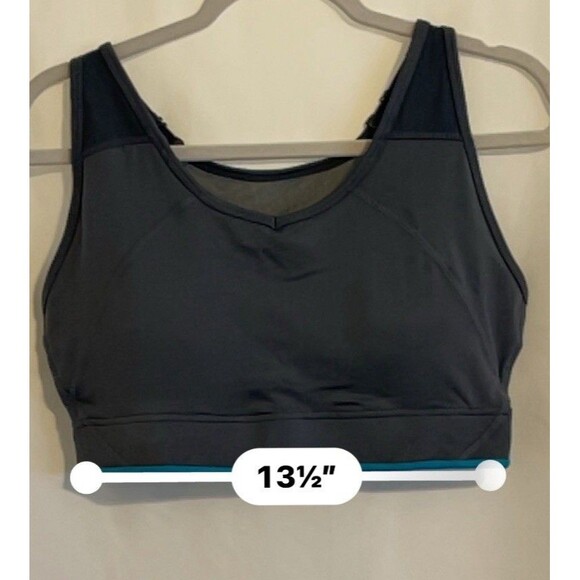 Jessica Simpson Sports Bra Racerback Warm Up Gray Turquioise Women’s Size 40D - Picture 5 of 6